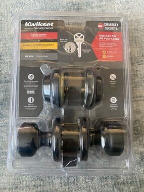 Kwikset maven matte black keyed entry knob single cylinder deadbolt set